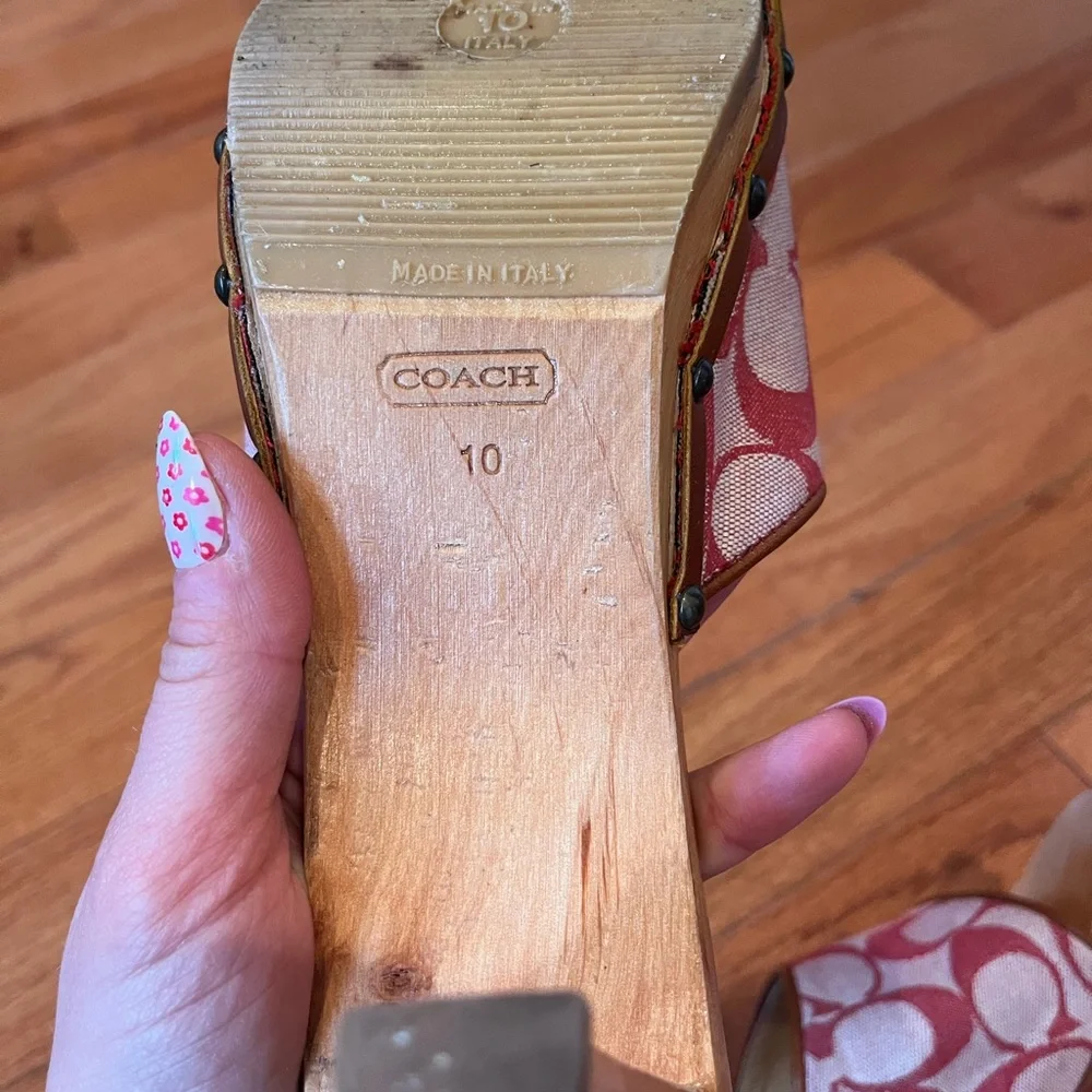 Rare Vintage Coach Wooden Sandals Size 10 - Picture 5 of 8